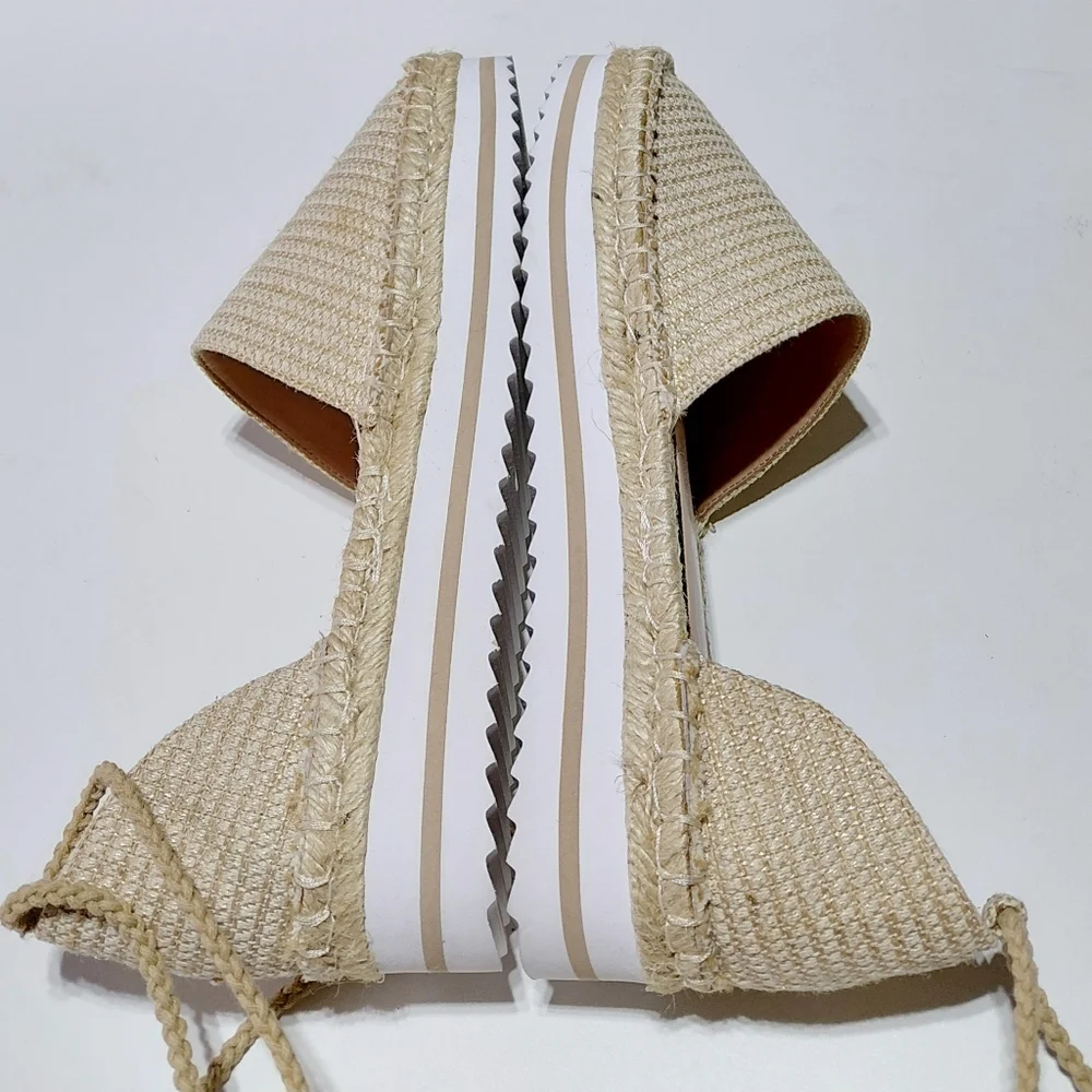 JENNIFER LOPEZ Women's Larenn Cream Espadrille Platform Slip On Shoe Size 7M